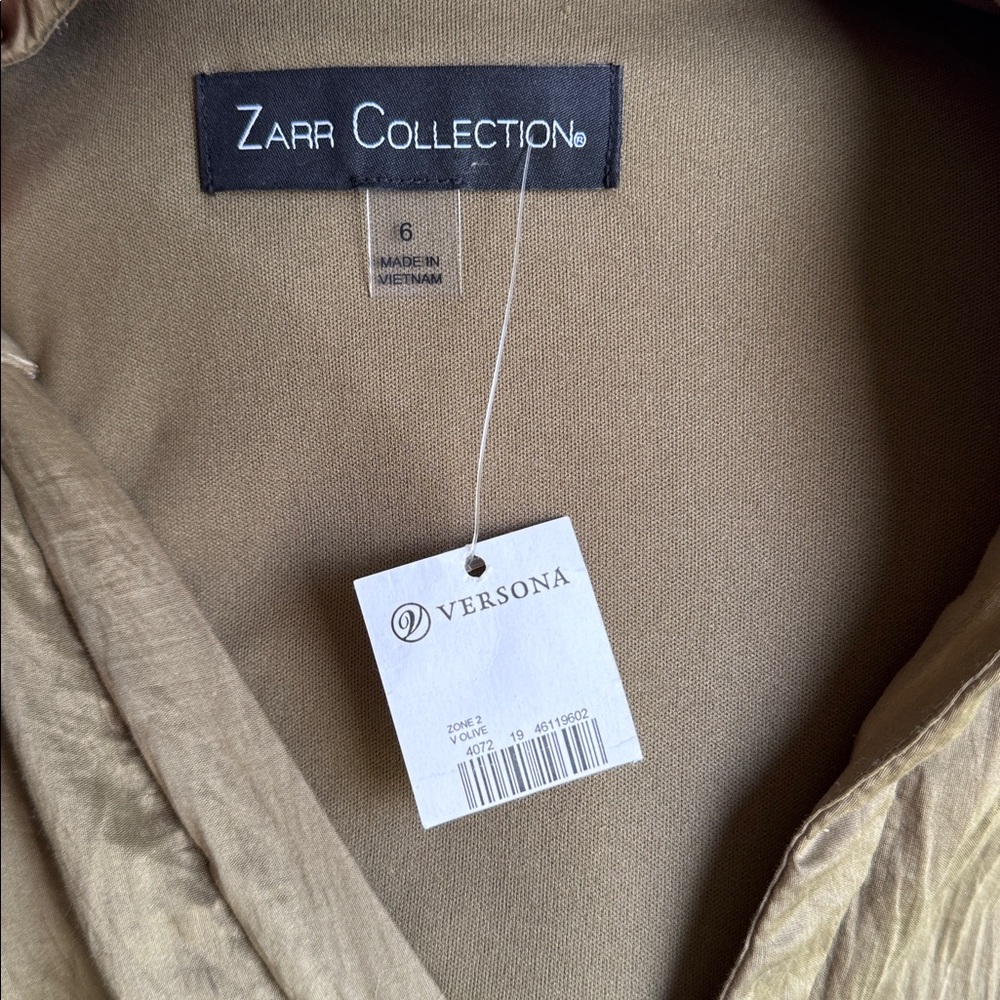 Zarr Collection Olive Green Maxi Women’s Dress Button Front Puff Sleeves Size 6 - Picture 6 of 7